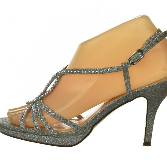Nina Shoes - NEW Nina Glitter Silver Sandals 4” Heel Fancy Party Shoe 10M Strappy